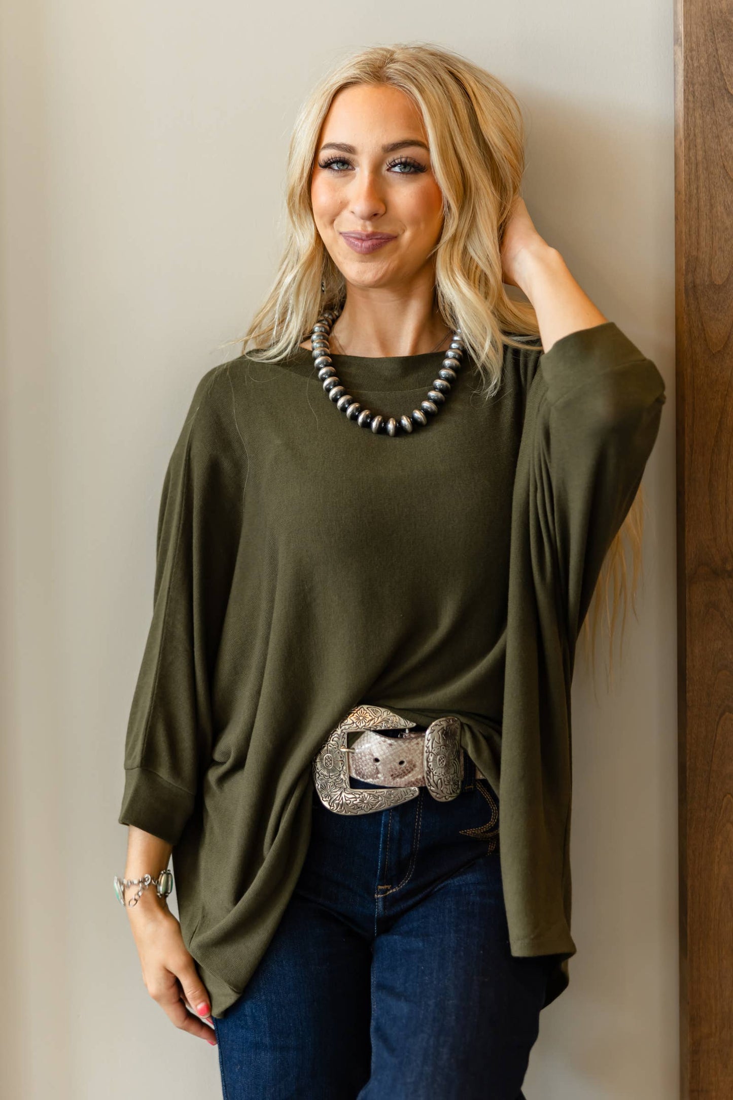 Marigold Relaxed Dolman Sleeve Hacci Top