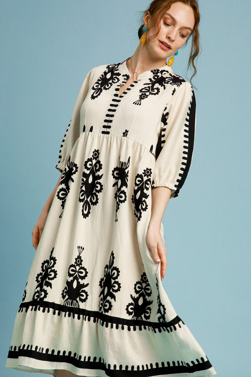 Desert Bloom Embroidered Midi Dress