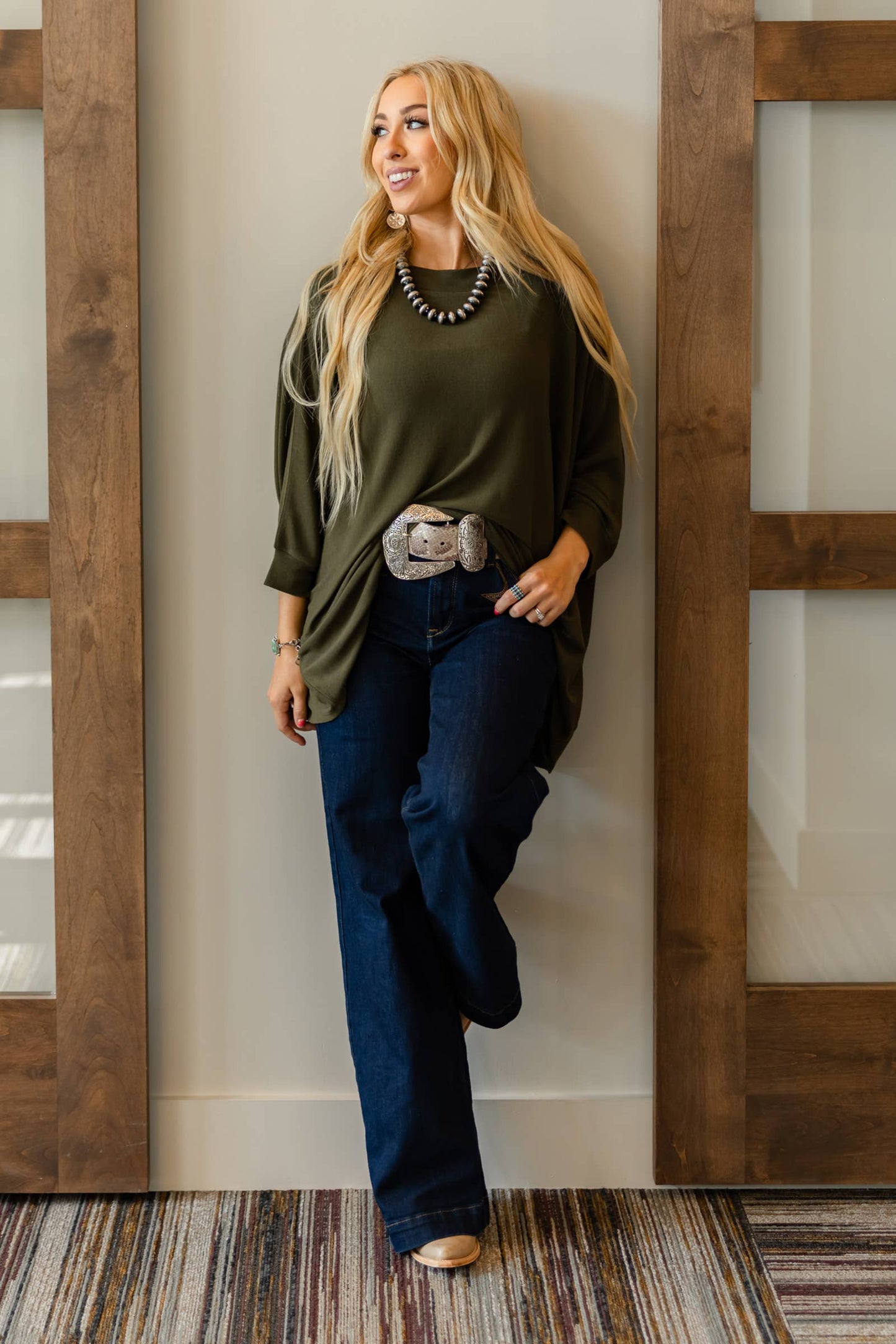 Marigold Relaxed Dolman Sleeve Hacci Top