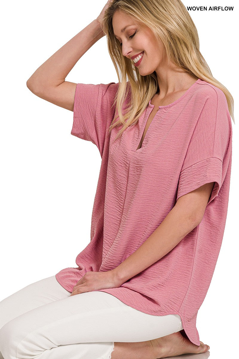 Lt Rose Airflow Woven Top