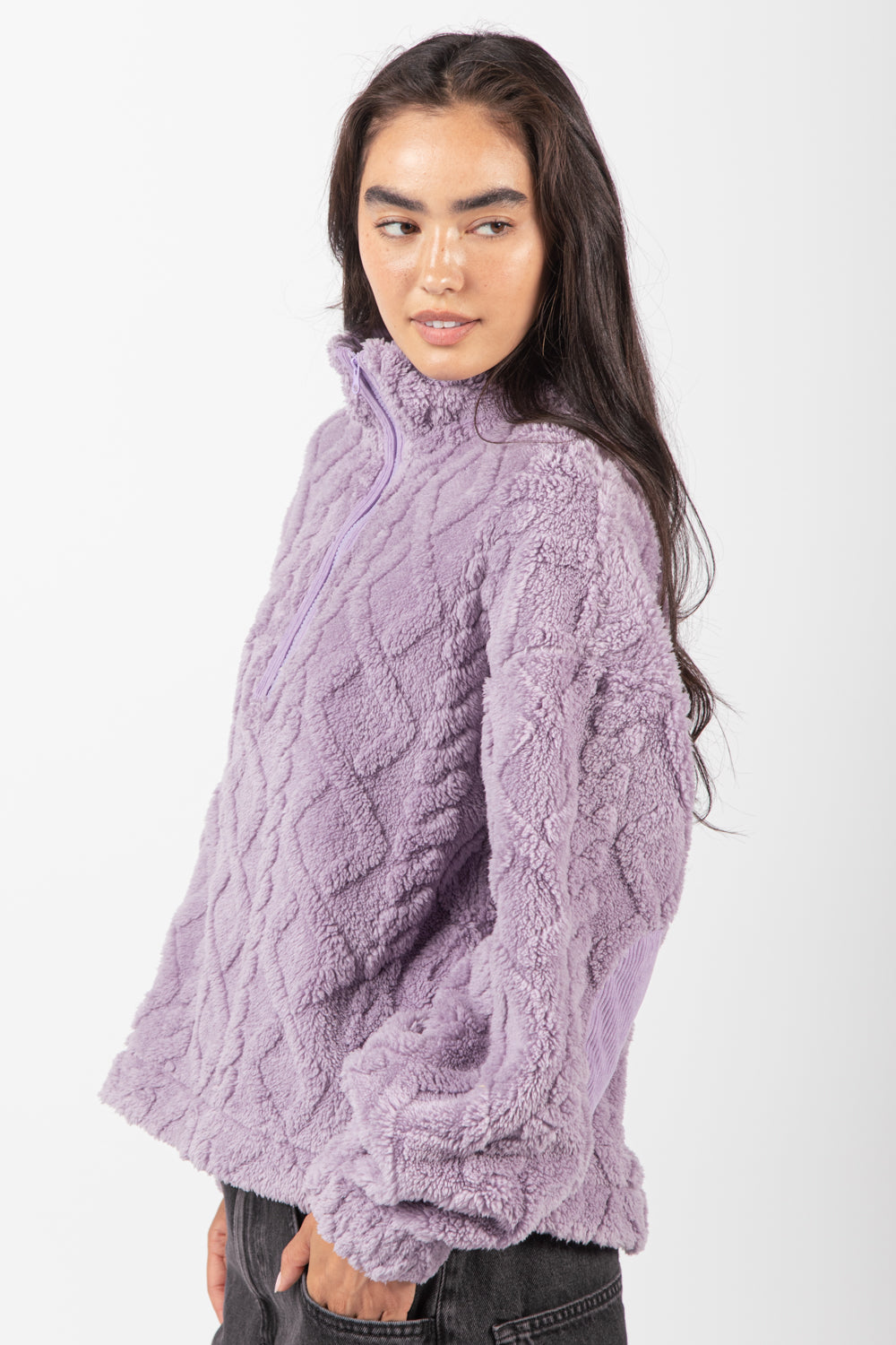 Lavender Fleece Henley Top