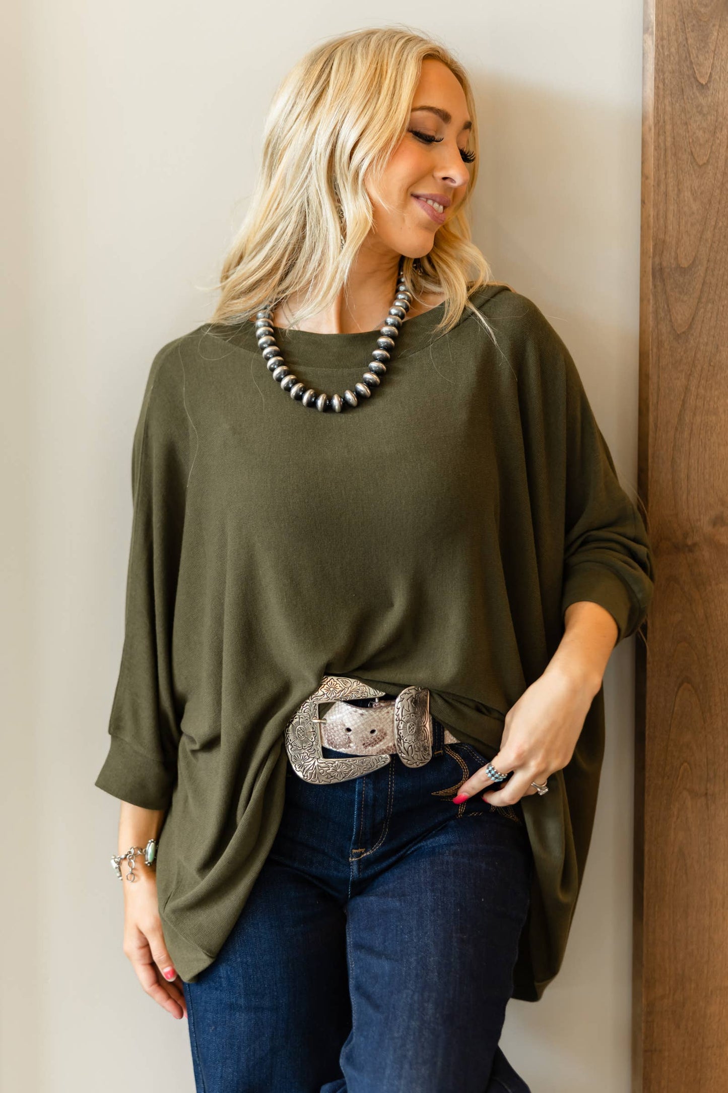 Marigold Relaxed Dolman Sleeve Hacci Top
