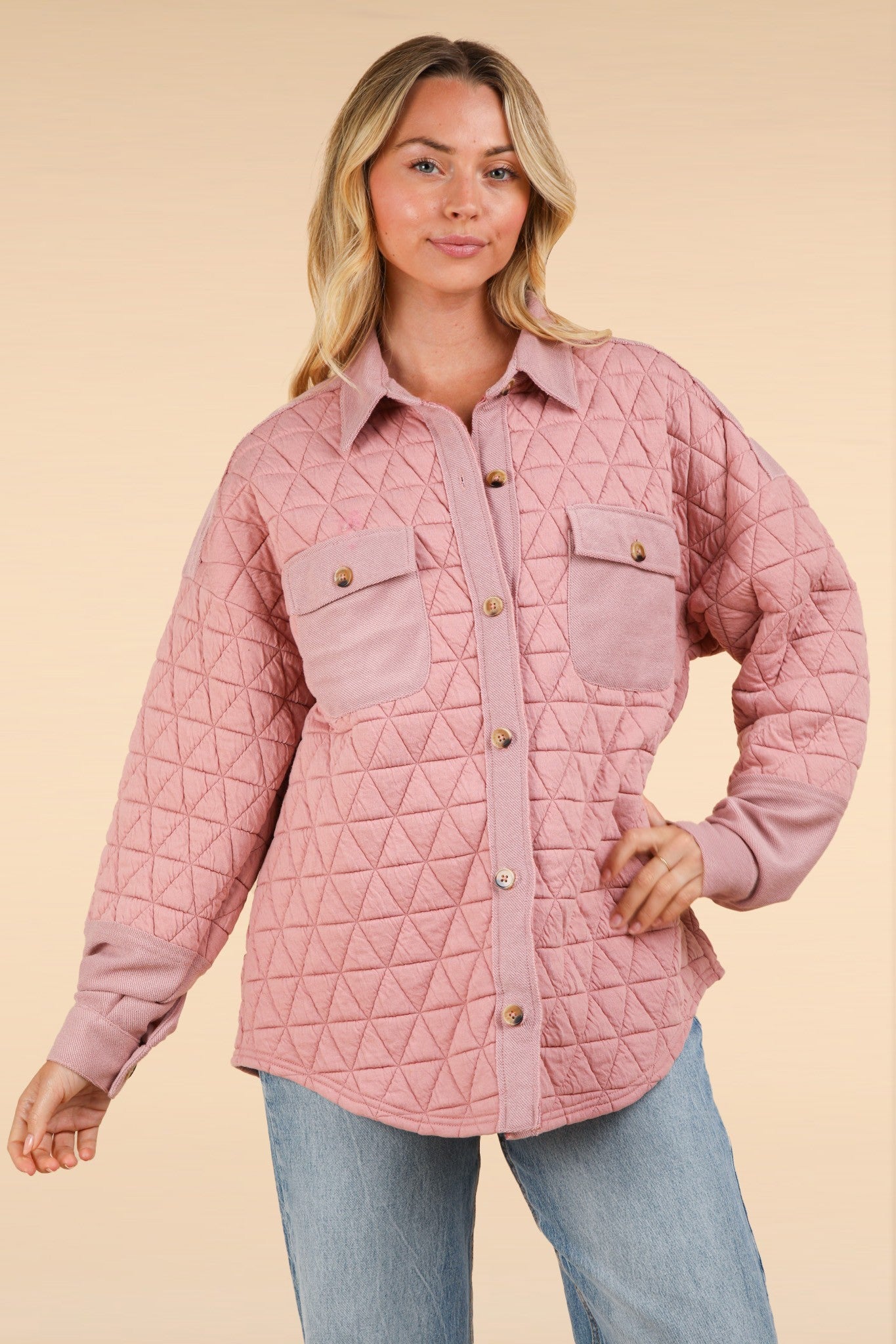 Blush Quilted Cozy Shacket
