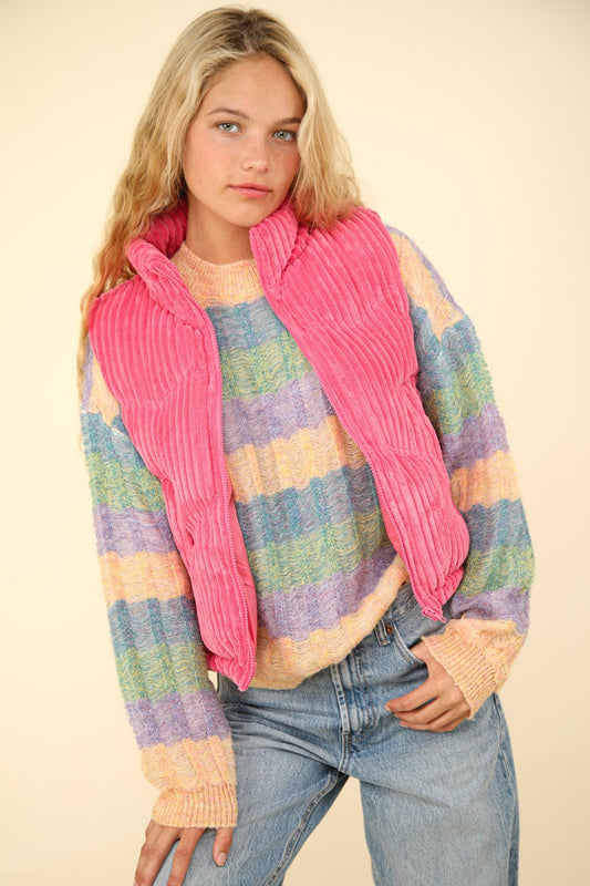 Pink Corduroy Puffer Vest