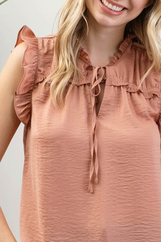 Sienna Ruffle Colored Sleeveless Top
