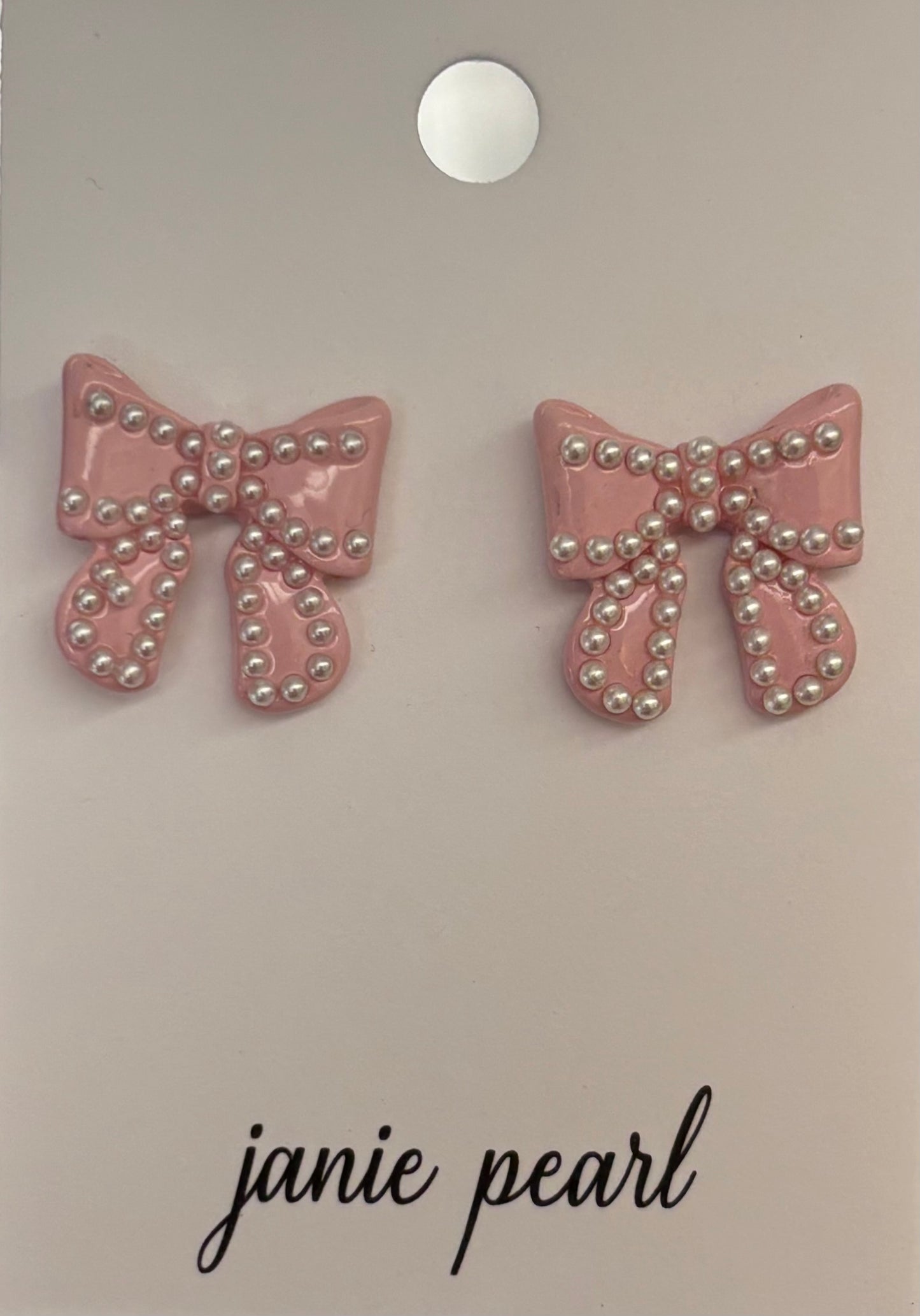 Pink Pearl Bow Studs