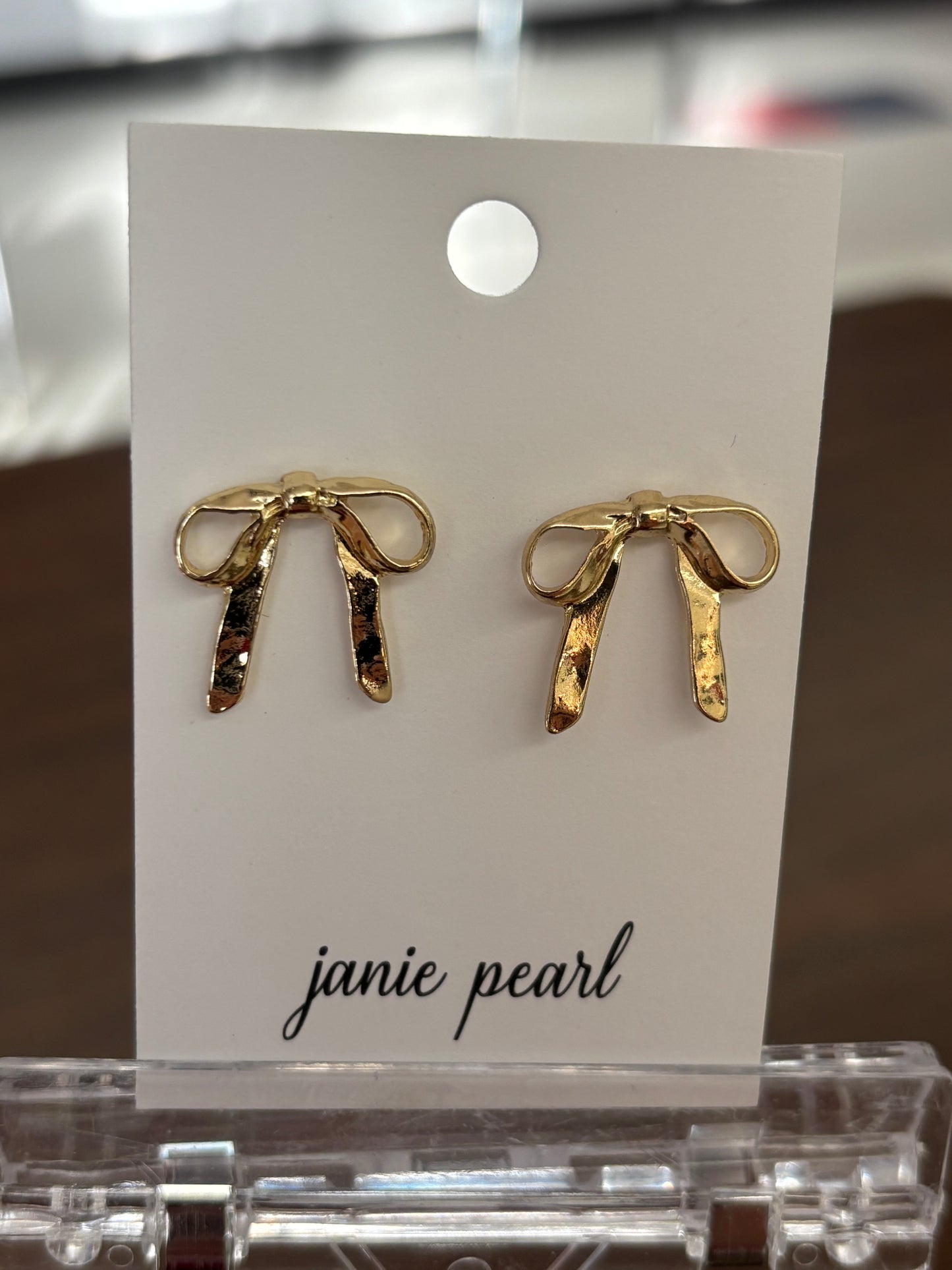 Gold Ribbon Bow Studs