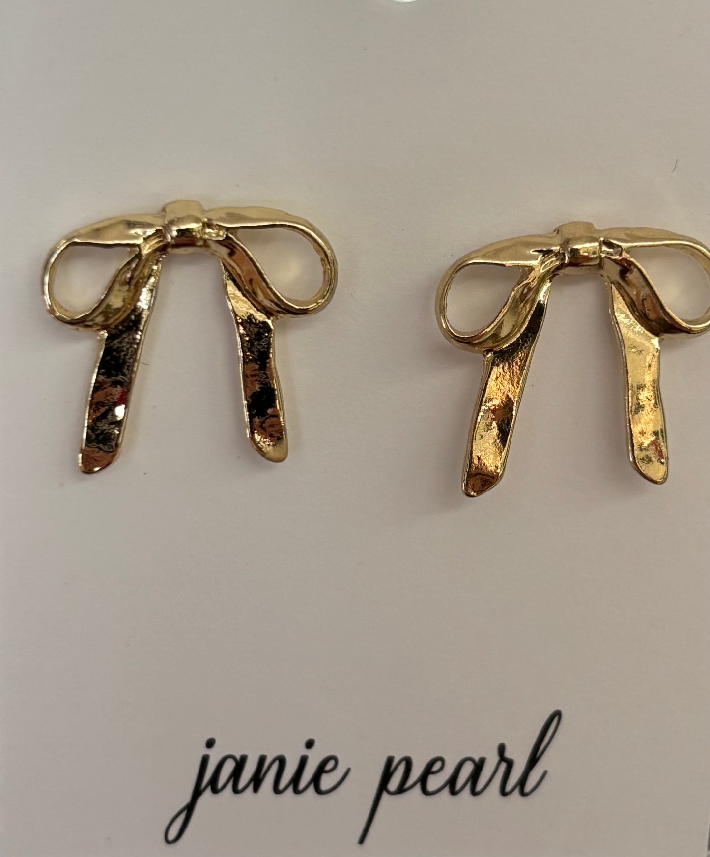 Gold Ribbon Bow Studs