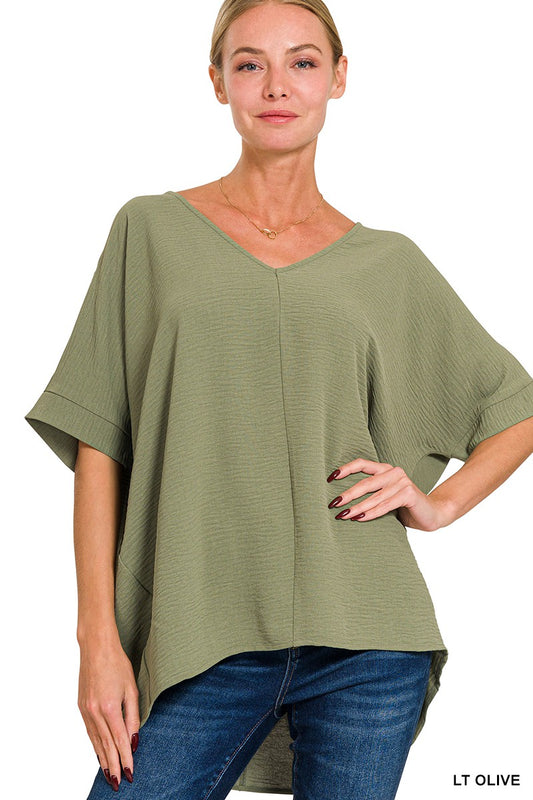 Lt Olive Air Flow Top