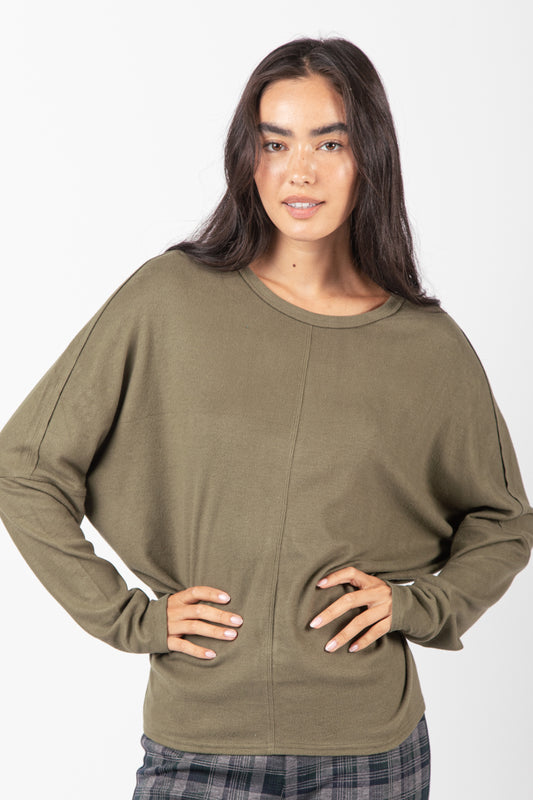 Olive Dolman Sleeve Comfy Top