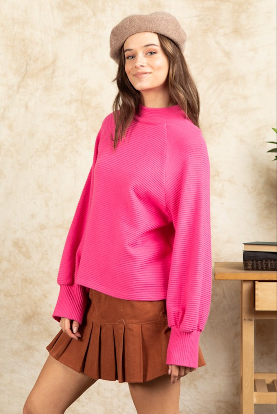 Cream Mock Neck Top