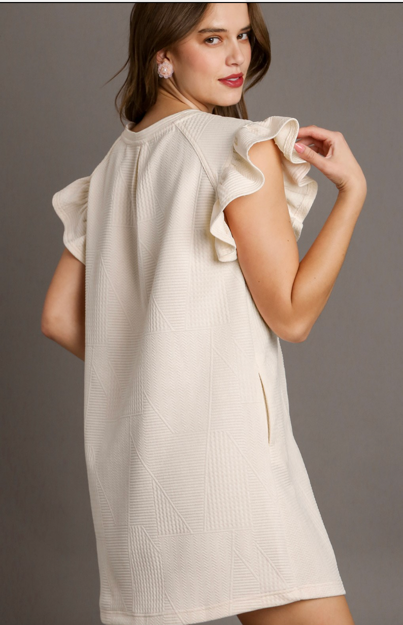 Cream Jacquard Knit Dress