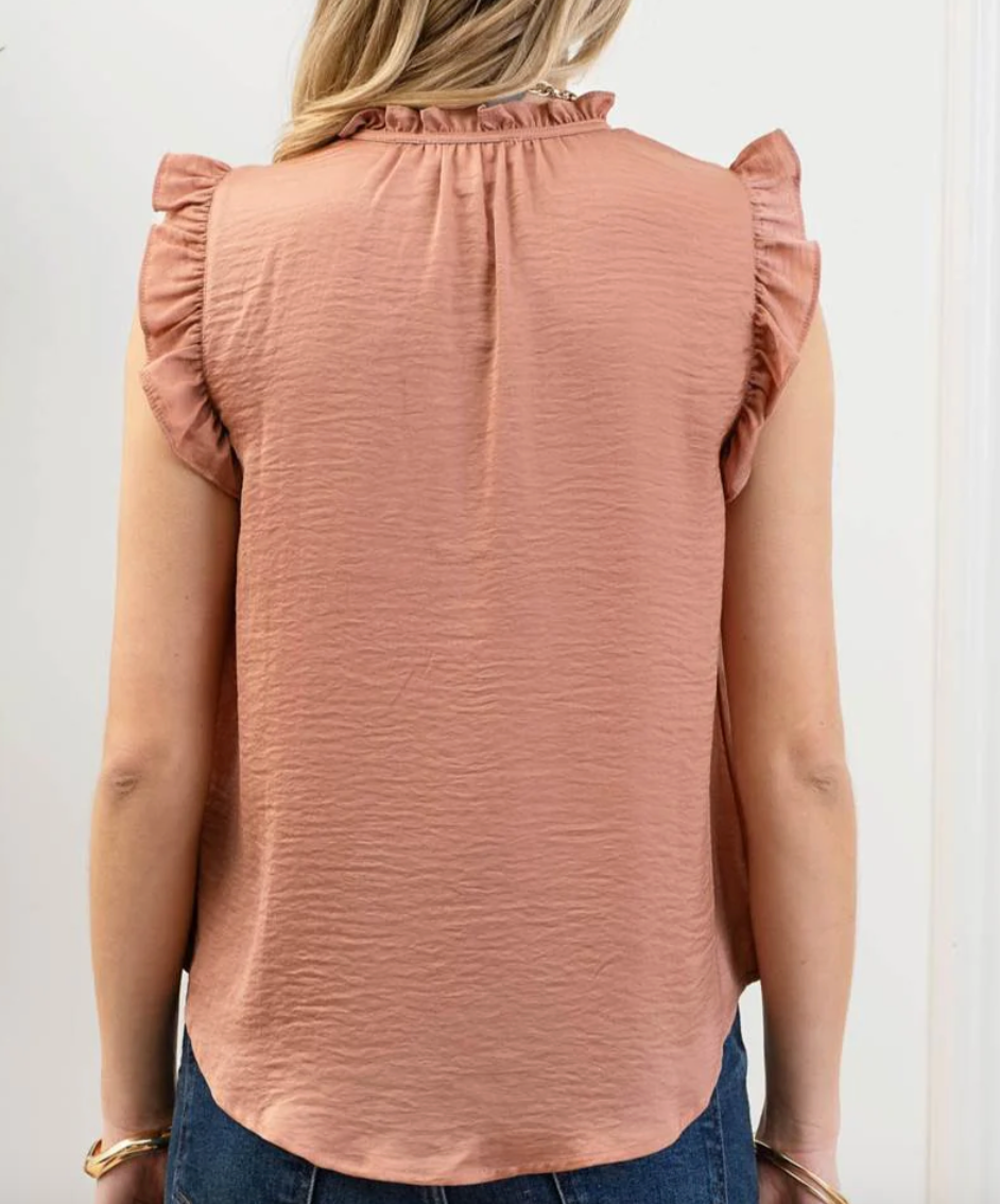 Sienna Ruffle Colored Sleeveless Top