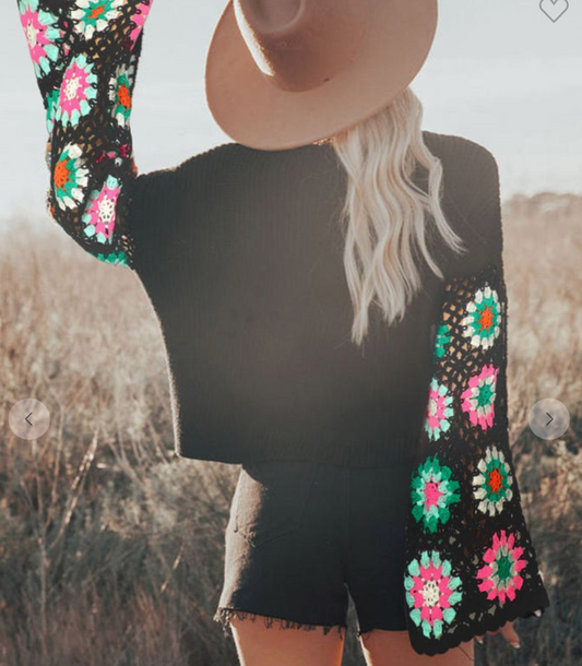 Crochet Bell Sleeve Sweater