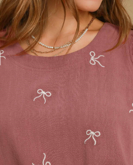 Rose Ribbon Embroidered Top