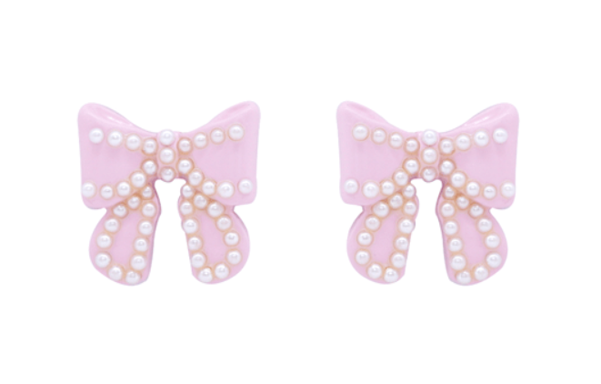 Pink Pearl Bow Studs