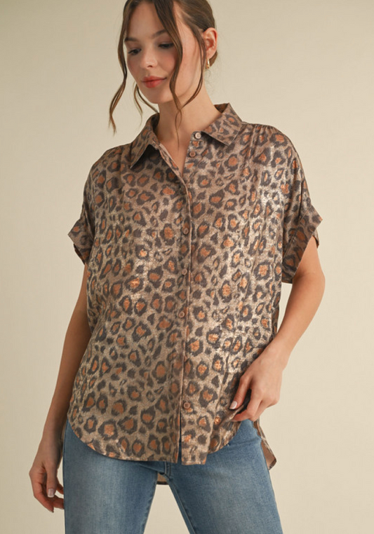 Taupe Leopard Blouse