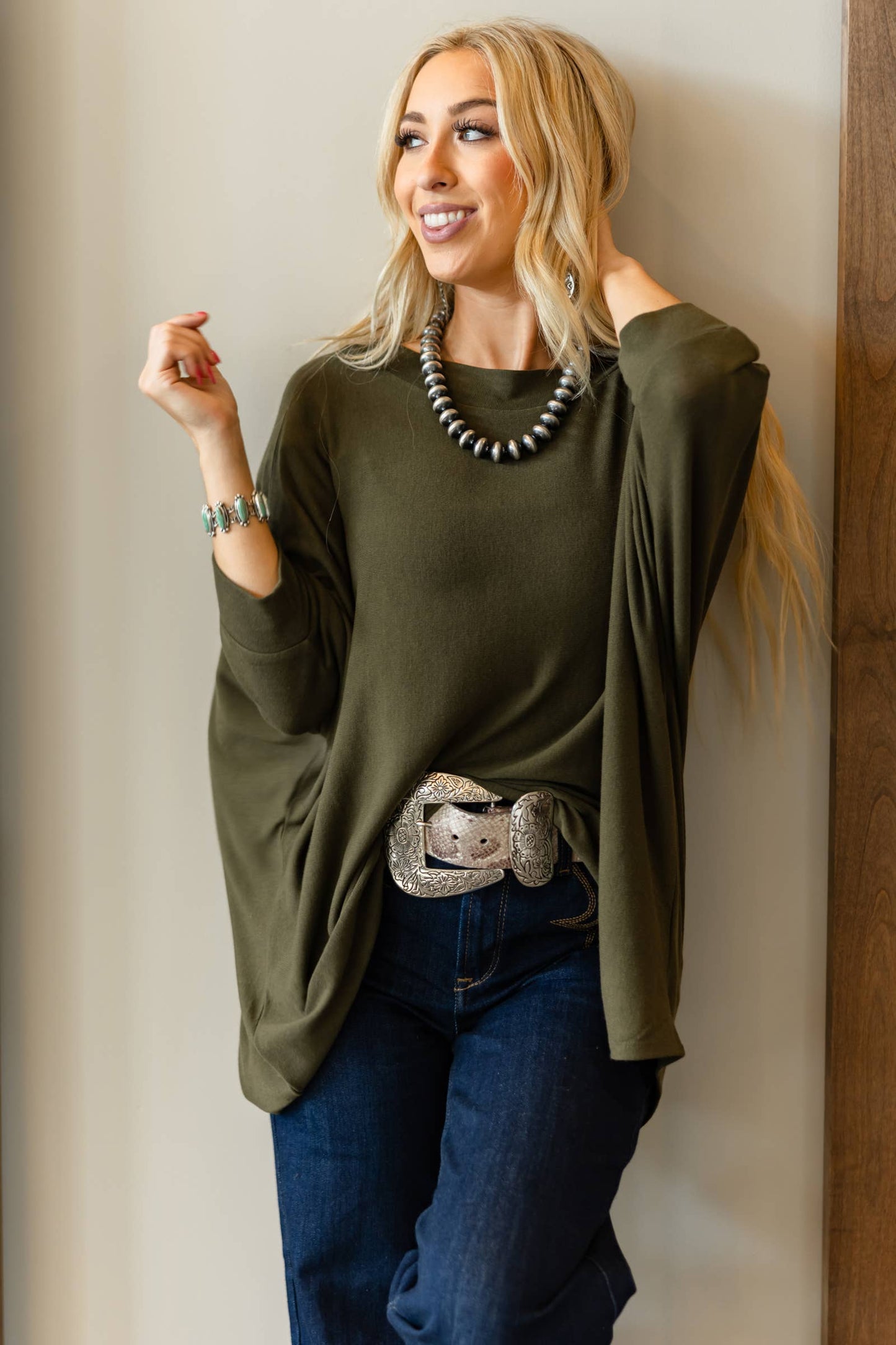 Marigold Relaxed Dolman Sleeve Hacci Top