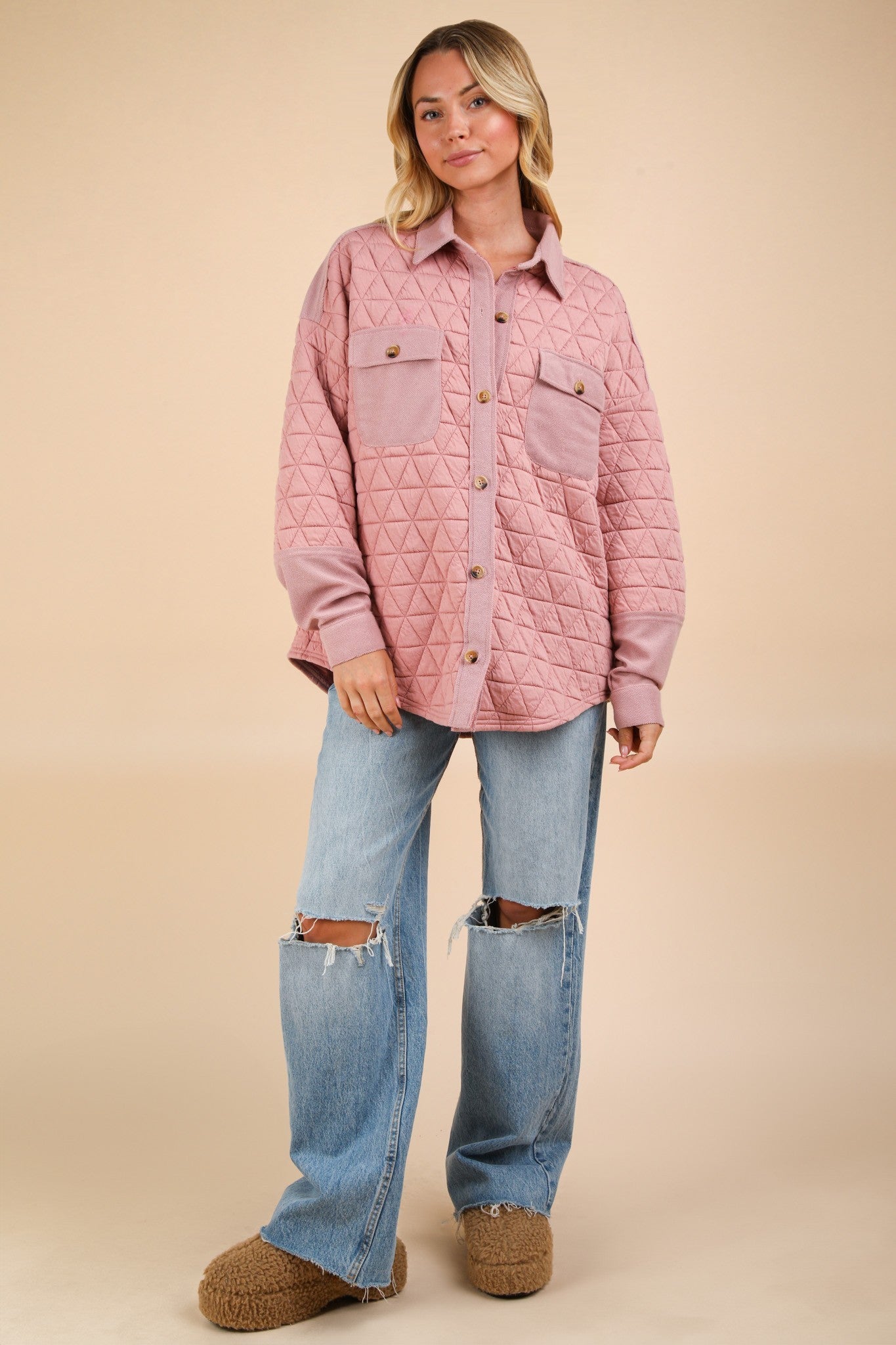 Blush Quilted Cozy Shacket