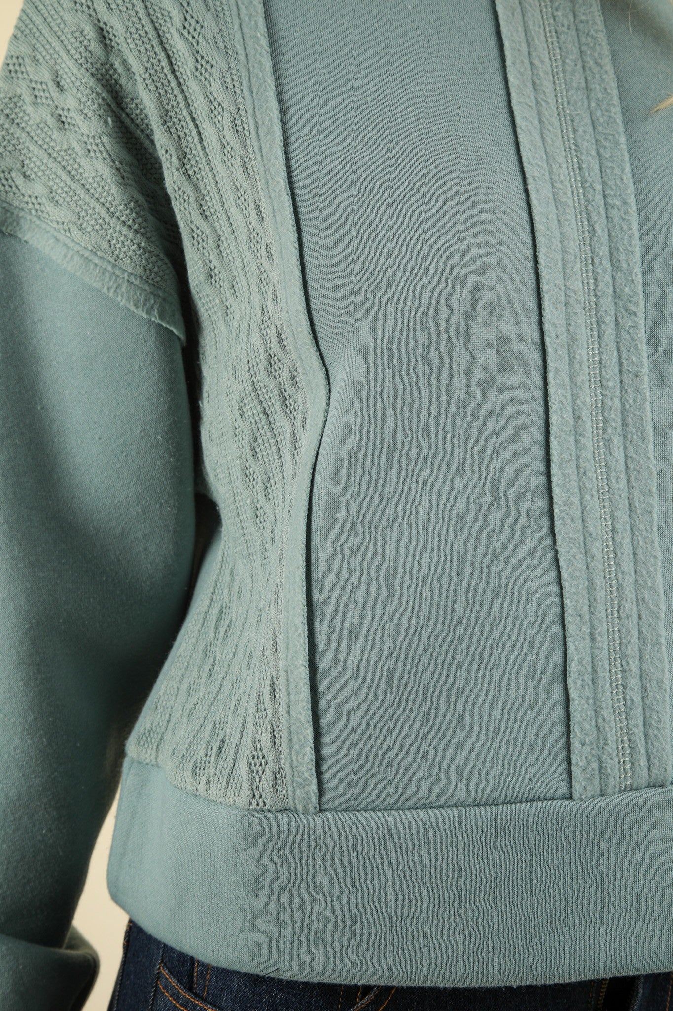 Sage Cable Contrast Crop Top