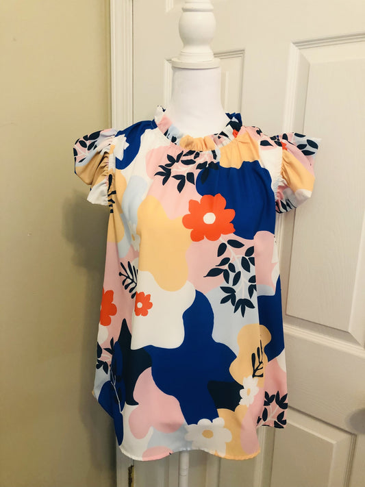 Ruffle trim floral top