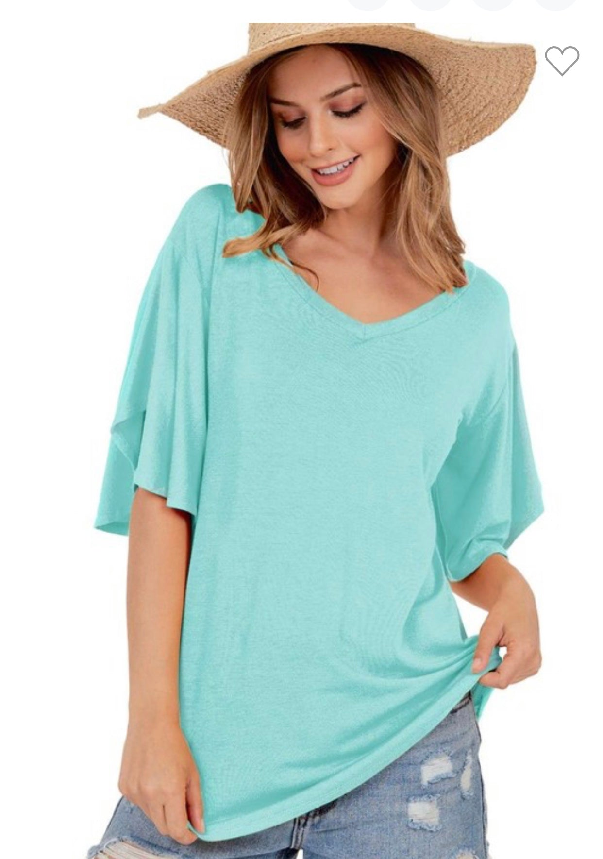 Mint Flutter Sleeve Top